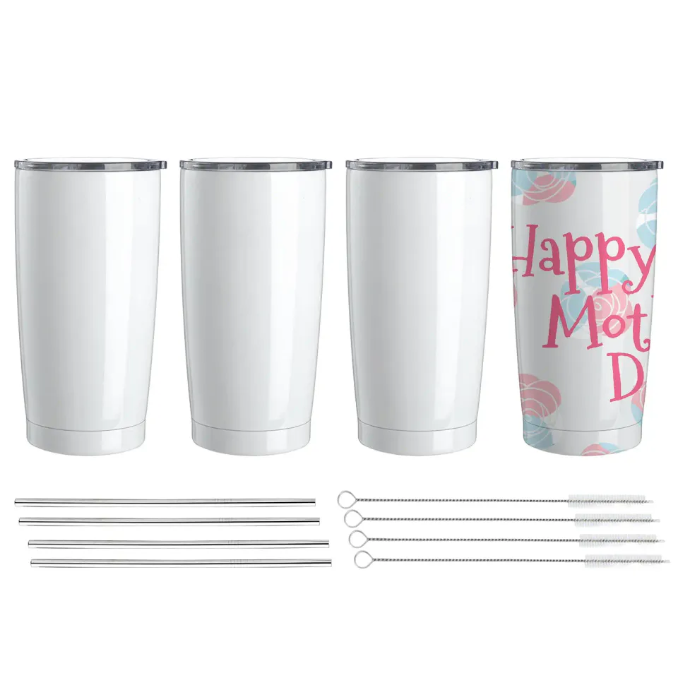 20 oz Sublimation Blank Tumblers Insulated Cup Stainless Steel Vacuum Flasks with Lid and Straw Thermos Bottle Car Coffee Mug