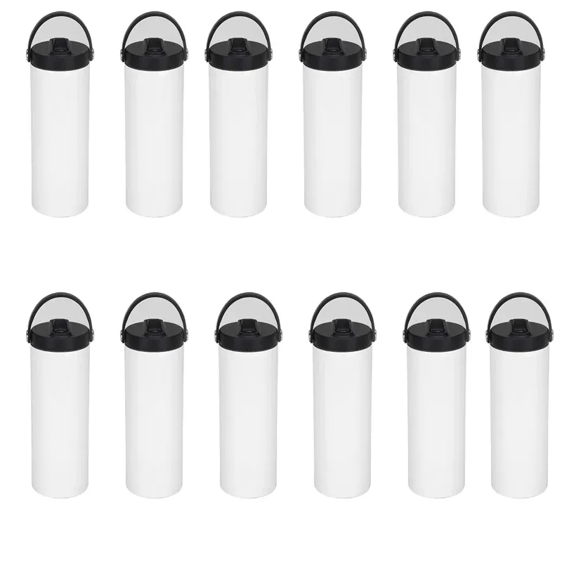 20oz Sublimation Blank Thermos Straw Cup Double Wall Stainless Steel Insulated Cup Portable Vacuum Flasks Straight Tumbler Mug