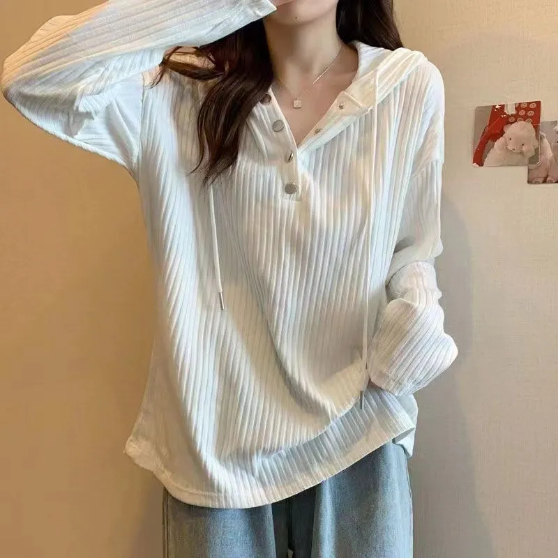 Plus Size Women's Hooded Sweatshirt Long Sleeve T-shirt